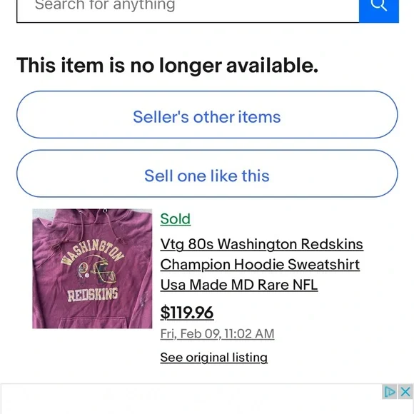 #1257 Vintage Washington Redskin Sweatshirt XLFootball League Collectable